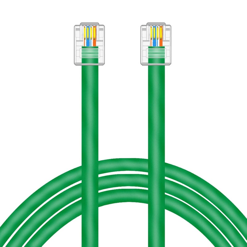 NECABLES CAT5E RJ11 Data Cable DSL Cable 6ft Heavy Duty High-Speed for DSL Modem UTP Compatible with ATT RJ11 6P4C Male to Male Green - 6 Feet - Image 2